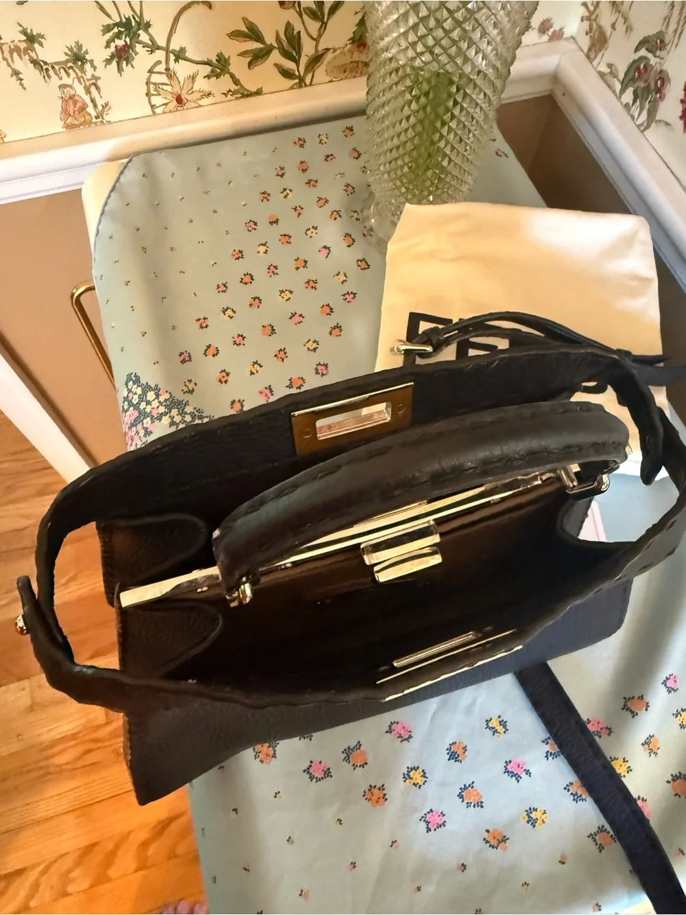 Fendi Selleria Peekaboo Mini – Black Cuoio Romano Leather